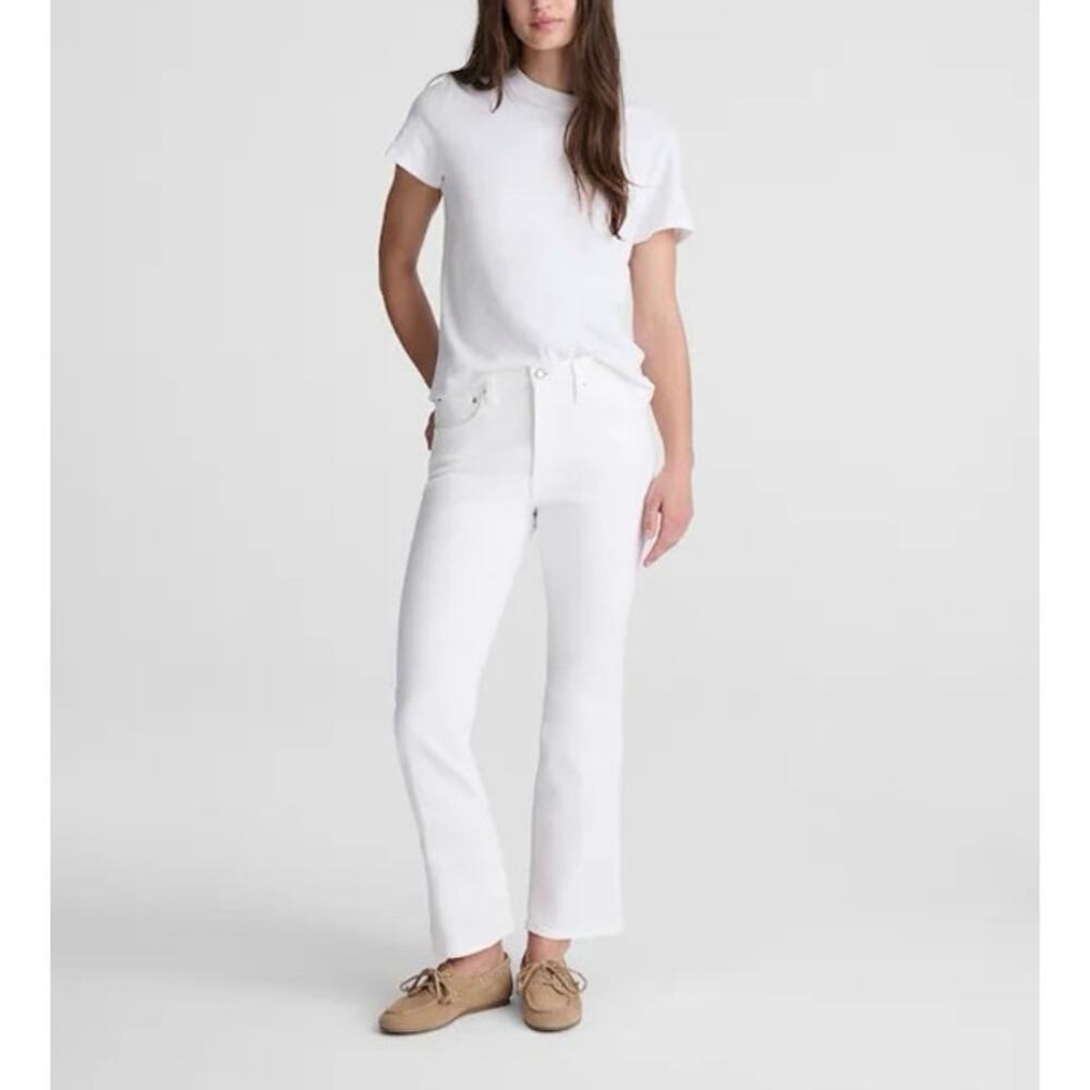 NWT Madewell The Flare Crop Jean In Super Stretch Denim Tile White Size 28